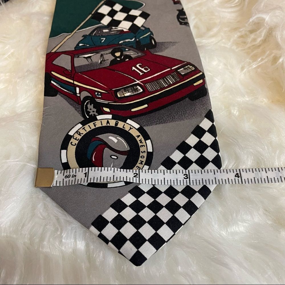 AMERICAN SPORTS  Men's Necktie Race Car Polyester Tie Vintage